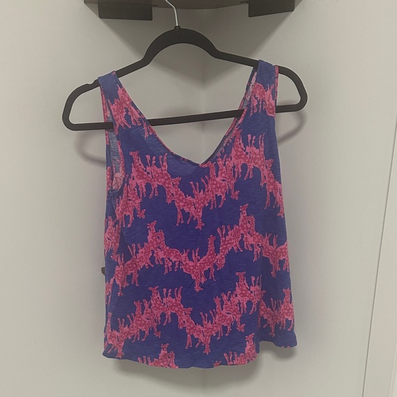Lilly Pulitzer Tops - Lilly Pulitzer Blue Tank Top with Pink Patterns